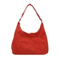 Bright orange nylon tote bag for women, waterproof hobo style shoulder bag with wide strap - Orange