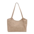 Minimalistische beige Leder-Tote-Bag mit geprägter Textur und verstellbaren Trägern - Weiß