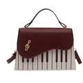 Bolso bandolera de moda rojo y blanco con teclas de piano y bordado de nota dorada - Rojo