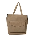 Khaki Cord-Shopper mit Tasche vorne und breiten Henkeln für den täglichen Freizeitlook - Khaki