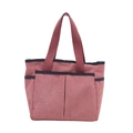 Roze corduroy draagtas voor dames met grote capaciteit en marineblauwe afwerking - Roze