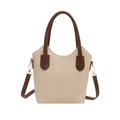 Sac seau chic crème avec anses marron et détails dorés au style rétro minimaliste - Blanc Crème (Sans Pendentif)
