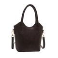 Sac seau marron foncé avec détails dorés présenté de face sur fond blanc - Café sans Pendentif