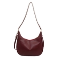 Vintage burgundy hobo bag with gold chain strap and adjustable leather shoulder strap - Red