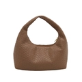 Bolso hobo de cuero trenzado marrón con diseño vintage minimalista para ir al trabajo - Caqui