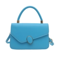 Borsa a tracolla celeste con patta asimmetrica e fibbia decorativa ovale - Blu