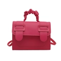 Bolso de mano cuadrado rosa con asa fruncida tipo nube y correa ajustable de hombro - rosa intenso