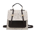 Schicker Rucksack in Creme und Braun mit bunten Punkten und goldenen Elementen - Weiß