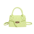 Neon green square crossbody bag with V-shaped quilting and gold twist lock closure - Light Green