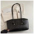 Sac fourre-tout noir mat avec fines bretelles et détails de nœuds décoratifs - Sans Pendentif / Noir