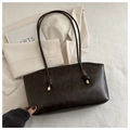 Cabas minimaliste en cuir marron foncé avec bretelles nouées et finitions dorées - Sans Pendentif / Café