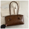 Sac fourre-tout vintage en cuir marron foncé avec poignées nouées et détails dorés - Sans Pendentif / Marron