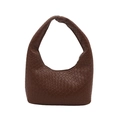 Retro dark brown woven hobo shoulder bag with large capacity and hobo design - Brown