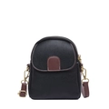 Chic black and brown litchi pattern mini crossbody bag with gold-tone metal hardware - Black Style 2 (Brown Patchwork)
