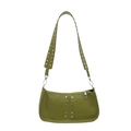 Avocado green Y2K shoulder bag with silver rivet details and vintage punk style - Green