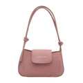 Minimalist vintage pink shoulder bag with flap closure and stylish knot strap detail - Pink