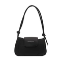 Bolso de hombro minimalista en negro con correa anudada y marca plateada - Negro