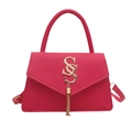 Sac à main rose vif avec logo S doré et pampilles à franges élégantes pour femmes 2024 - Rose