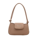Bolso de hombro retro marrón con detalle de nudo y texto Fashion & Bags en el frente - Caqui