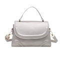 Chic silver metallic faux leather crossbody bag with top handle and gold hardware - Silver