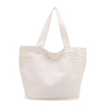 Borsa tote minimalista in tela bianca di grande capacità con tasca frontale esterna - Bianco