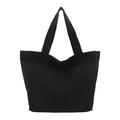 Borsa tote minimalista in tela nera con ampi manici e grande capacità per l'uso quotidiano - Nero