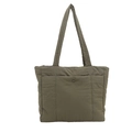 Borsa tote trapuntata in nylon verde oliva con tasca frontale e bottone metallico - Verde