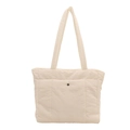 Borsa tote trapuntata bianco avorio con motivo a rombi e tasca con bottone a pressione - Bianco