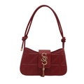 Elegante rote gesteppte Schultertasche mit Goldlogo und Quaste für Herbstmode 2025 - Rot