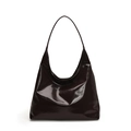 Borsa hobo marrone cioccolato lucido con design minimalista e grande capacità interna - Marrone