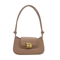 Bolso bandolera beige minimalista con hebilla dorada y diseño de correa con nudos - Caqui