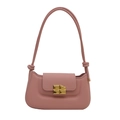 Bolso de hombro rosa minimalista con hebilla dorada en forma de tableta de chocolate - Rosa