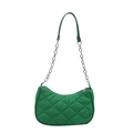 Piccola borsa a tracolla trapuntata verde con catena argento e motivi a rombi chic - Verde