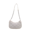 Elegante borsa sottospalla trapuntata bianca con catena argento e nylon imbottito - Bianco