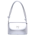 Sac à épaule argenté métallisé avec nœud décoratif et design tendance style Y2K - Argent