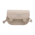 Bolso tipo silla de montar beige en cuero sintético con letras de moda en plata - Blanco