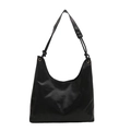 Glossy black leather tote bag with knot shoulder strap and gold hardware for daily commute - No Pendant / Black