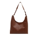 Retro large brown Hobo shoulder bag with knot strap and textured faux leather finish - No Pendant / Brown