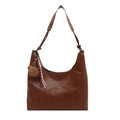 Sac hobo vintage en cuir PU marron avec charme d'ours en peluche et large bandoulière - Avec Ornement / Marron