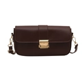 Vintage dark brown crossbody bag with gold metallic buckle and smooth leather finish - Dark Brown