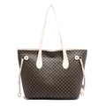 Vintage τσάντα tote σε καφέ χρώμα με αντίθεση και γεωμετρικό μοτίβο εκτύπωσης - Λευκό