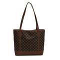 Retro vintage brown pattern tote bag with large capacity and double leather handles - Coffee Pattern 2