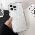 Detalle de funda blanca perlada con ondas y purpurina para iPhone Pro de alta calidad - Blanco con Purpurina / iPhone 7/8/SE 2020