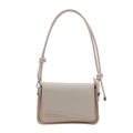 Chic cream woven square bag with minimalist knot strap and asymmetric flap design - Off White