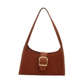 Sac sous le bras en cuir marron avec boucle dorée et design en forme de croissant - Marron