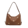 Sac fourre-tout marron en simili cuir avec breloques papillon dorées et fermeture éclair - Marron