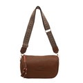 Borsa a tracolla retrò marrone scuro in pelle PU con tracolla larga e dettaglio frange - Marrone