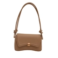 Minimalist brown underarm baguette bag with knotted strap and rose gold clasp - Khaki