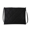 Minimalistische schwarze gesteppte Tote Bag mit Rautenmuster und schmalem Gurt - Schwarz