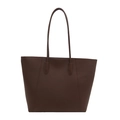 Borsa tote in pelle marrone con trama a litchi e sottili tracolle per uso casual - Marrone